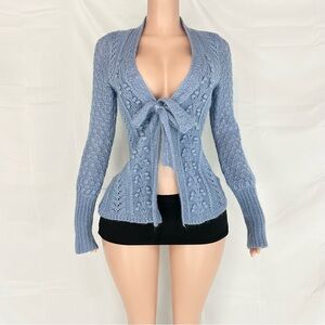 Women's Blue Knit Sweater Cardigan